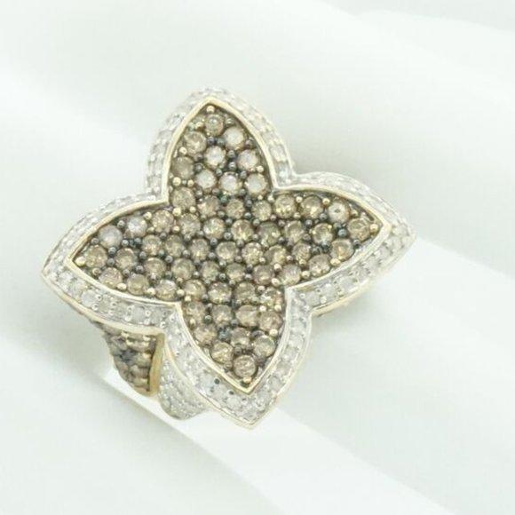 Estate Yellow Gold Diamond Cocktail Ring 6.00 TCW Size 7.25 White Vintage Style - Picture 2 of 6